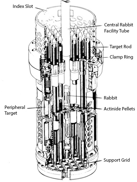 Cutaway view of HFIR's fuel element region showing peripheral target positions.