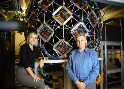 ORNL scientists Victoria Drago and Andrey Kovalevsky used the MaNDi instrument at the Spallation Neu