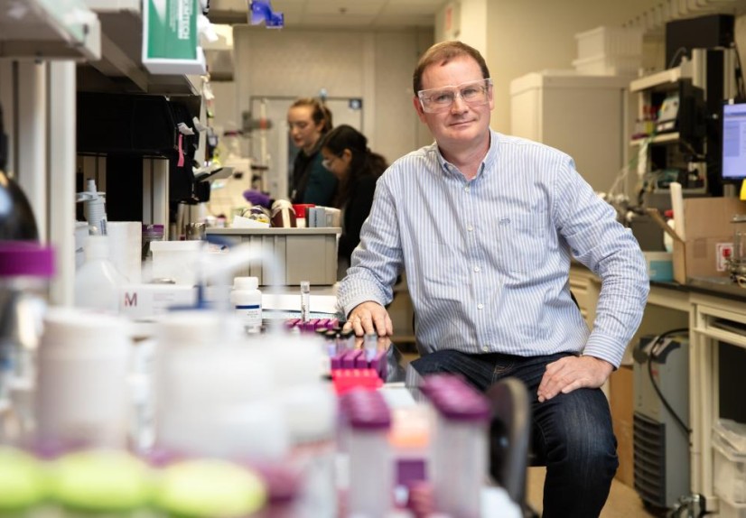 Hugh O'Neil, director or ORNL's Center for Structural Molecular Biology is sitting in the lab on a s