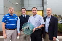 From left, NScD’s Mark Connell and Robert Dean, F&O’s Randall Pickens of the F&O Modernization Project Office, and Associate Laboratory Director for Neutron Sciences Paul Langan.