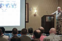 Jack Johnson of the Scripps Research Institute delivered the opening lecture at the fifth International Symposium on Diffraction Structural Biology, held August 7–10, 2016, in Knoxville, Tennessee. Image credit: Carlos Jones/ORNL 