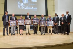 The families of scientific pioneers Clifford Shull and Ernest O. Wollan joined ORNL, Department of Energy and University of Tennessee officials to celebrate the tenth anniversary of the Spallation Neutron Source's first "beam on target" and the dedication of the Shull Wollan Center -- a Joint Institute for Neutron Sciences. Image credit: Genevieve Martin/ORNL