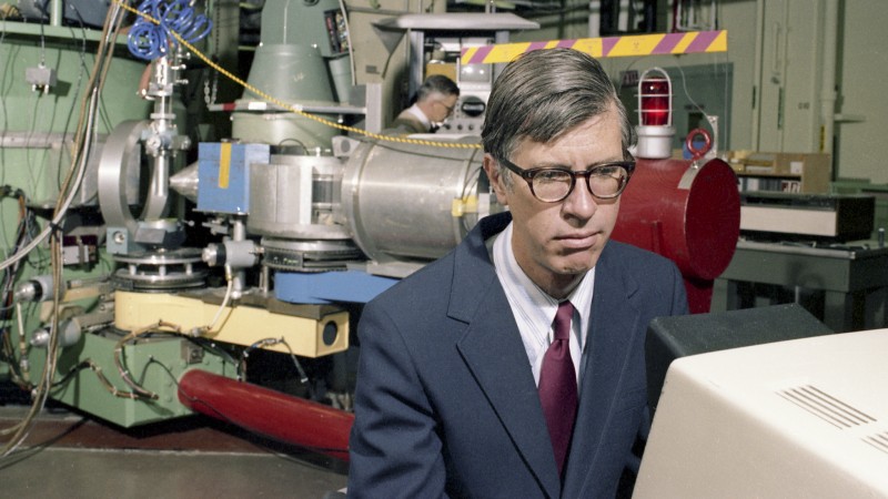 Herbert A. Mook Jr., solid-state physicist and one of Oak Ridge National Laboratory's most venerable neutron scattering researchers, died Saturday, Oct. 1, 2016. Mook is shown here at the High Flux Isotope Reactor in 1982. Image credit: ORNL.