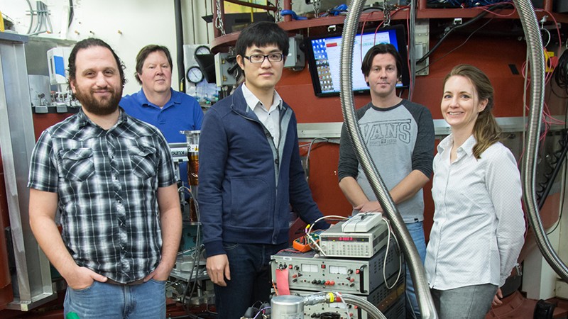 A team of Oak Ridge National Laboratory (ORNL) and Indiana University researchers has successfully tested their first Wollaston Prism pair at the High Flux Isotope Reactor (HFIR) beam line HB-1. Image credit: Genevieve Martin/ORNL