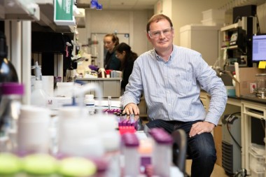 Hugh O'Neil, director or ORNL's Center for Structural Molecular Biology is sitting in the lab on a s