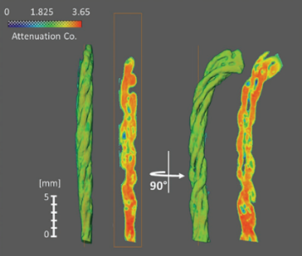 Neutron tomography images of chitosan-coated cellulosic cotton yarn Neutron tomography images of chitosan-coated cellulosic cotton yarn
