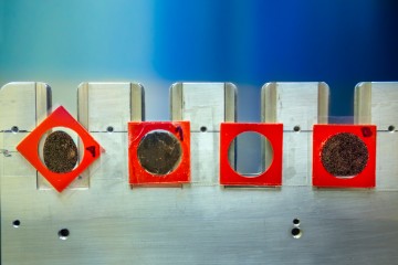 Samples of 70% dark chocolate prepared for study with the USANS instrument at the Spallation Neutron